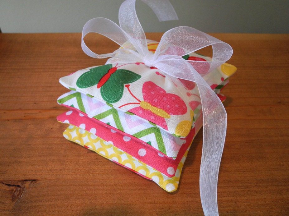 BEAN BAGS, Soy filled Designer Bean Bags are the Perfect Toy, Pink Butterfly and Chevron Robert Kaufman Fabric