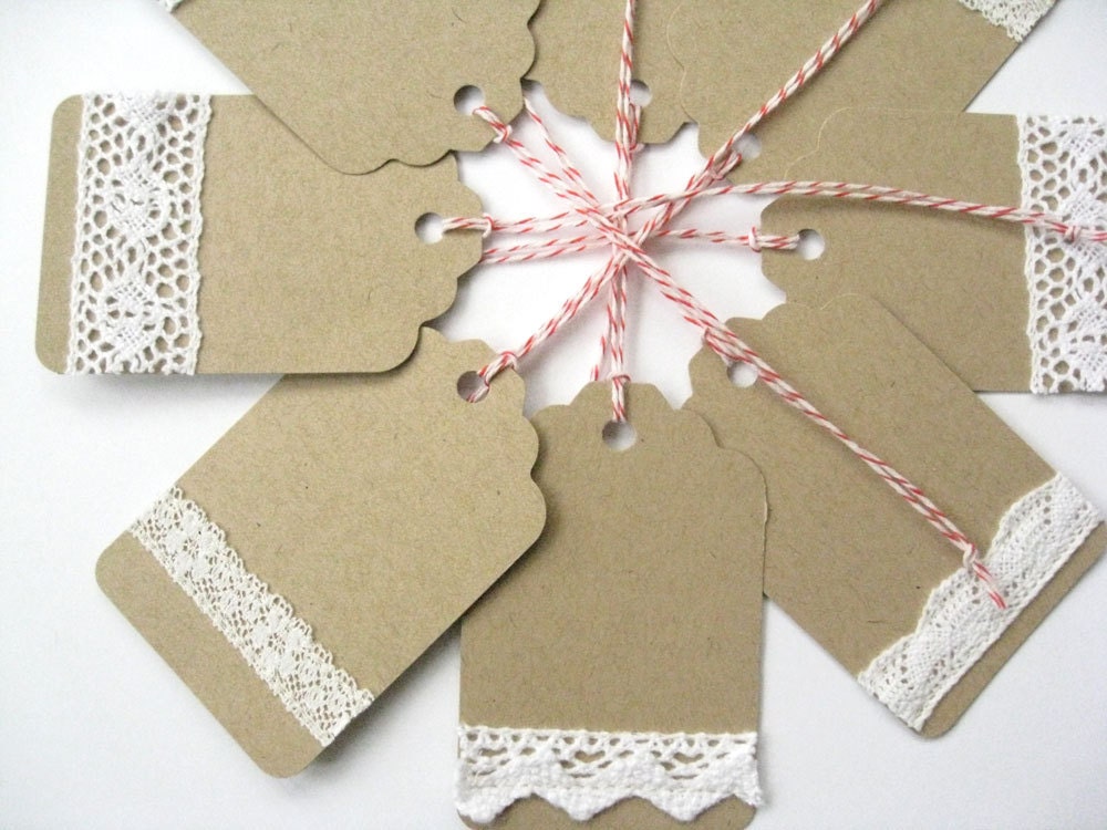 8 handmade gift tags - Wedding favor tags, holiday gift tags