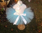 The Tiffany Blue Tutu Set with cream handmade bow, on a tiffany blue headband