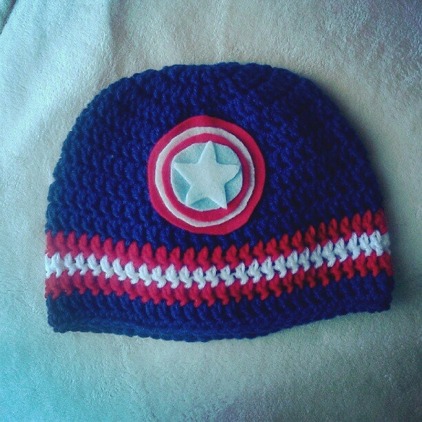 Items similar to Crochet Captain America Beanie Hat on Etsy