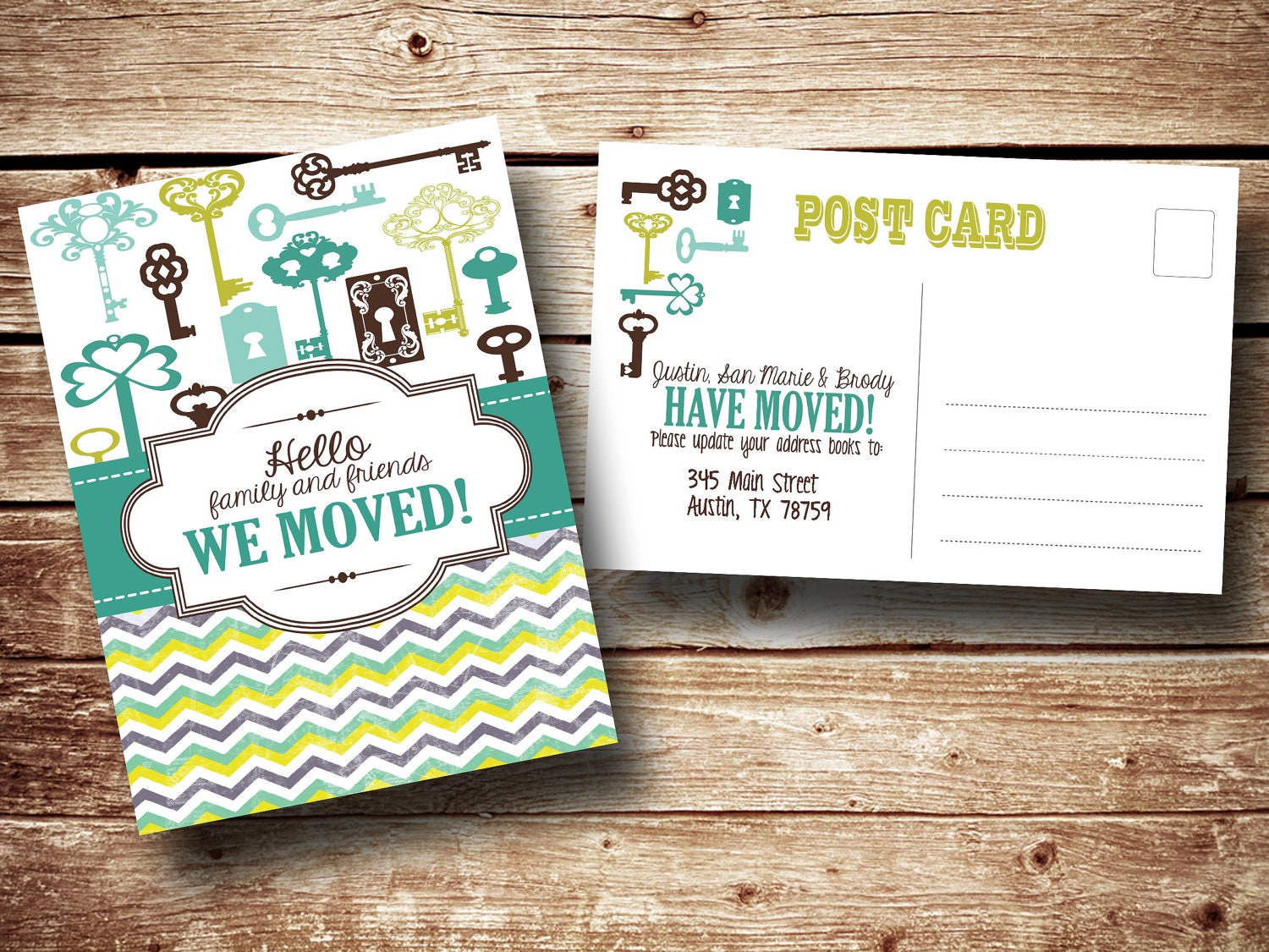 Printable We Moved - Moving Announcement Postcard, Front and Back