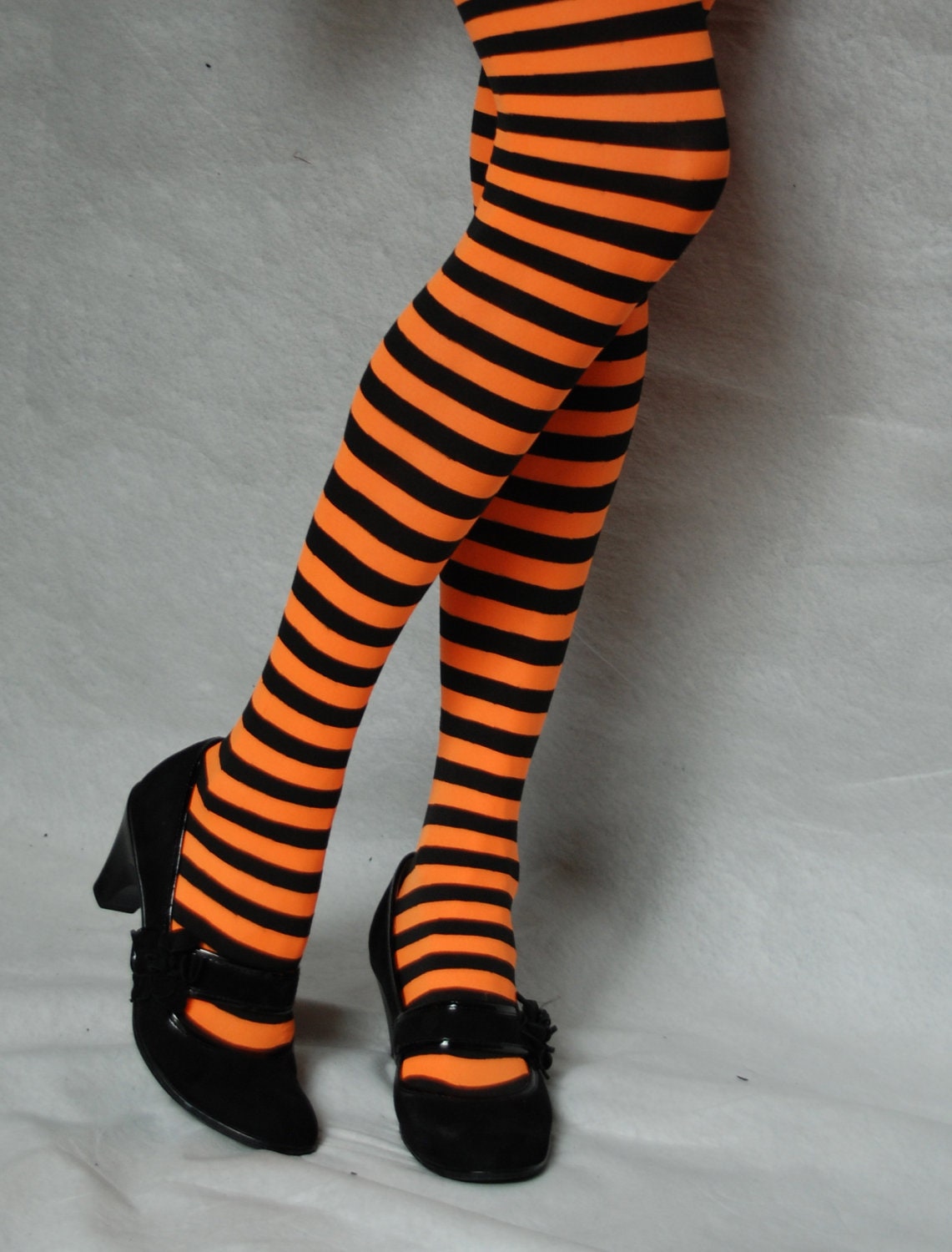 Orange and Black Striped Tights
