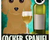 Cocker Spaniel Drinking Dogs Original Art Poster Print - Personalized Dog Art -11x14- Customize with Your Dog's Name - Dogs Incorporated
