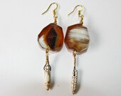 Agate and Magnesite Spike Earrings