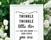A3 Cute Quote Prints for Baby Nursery or Gift for New Baby - "Twinkle Twinkle"