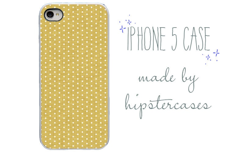 iPhone 5 case - Mustard& White tiny Polka Dot - Pretty Iphone 5- modern