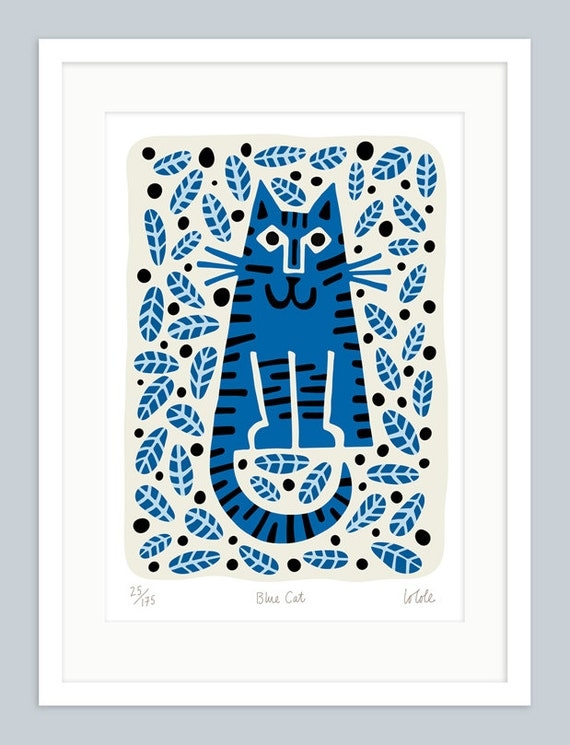 Blue Cat by Lo Cole - Limited Edition Archival Print