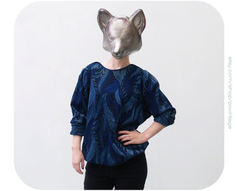 Vintage dark blue sweater, 80's navy blue sweater, 1980's dark blue sweater