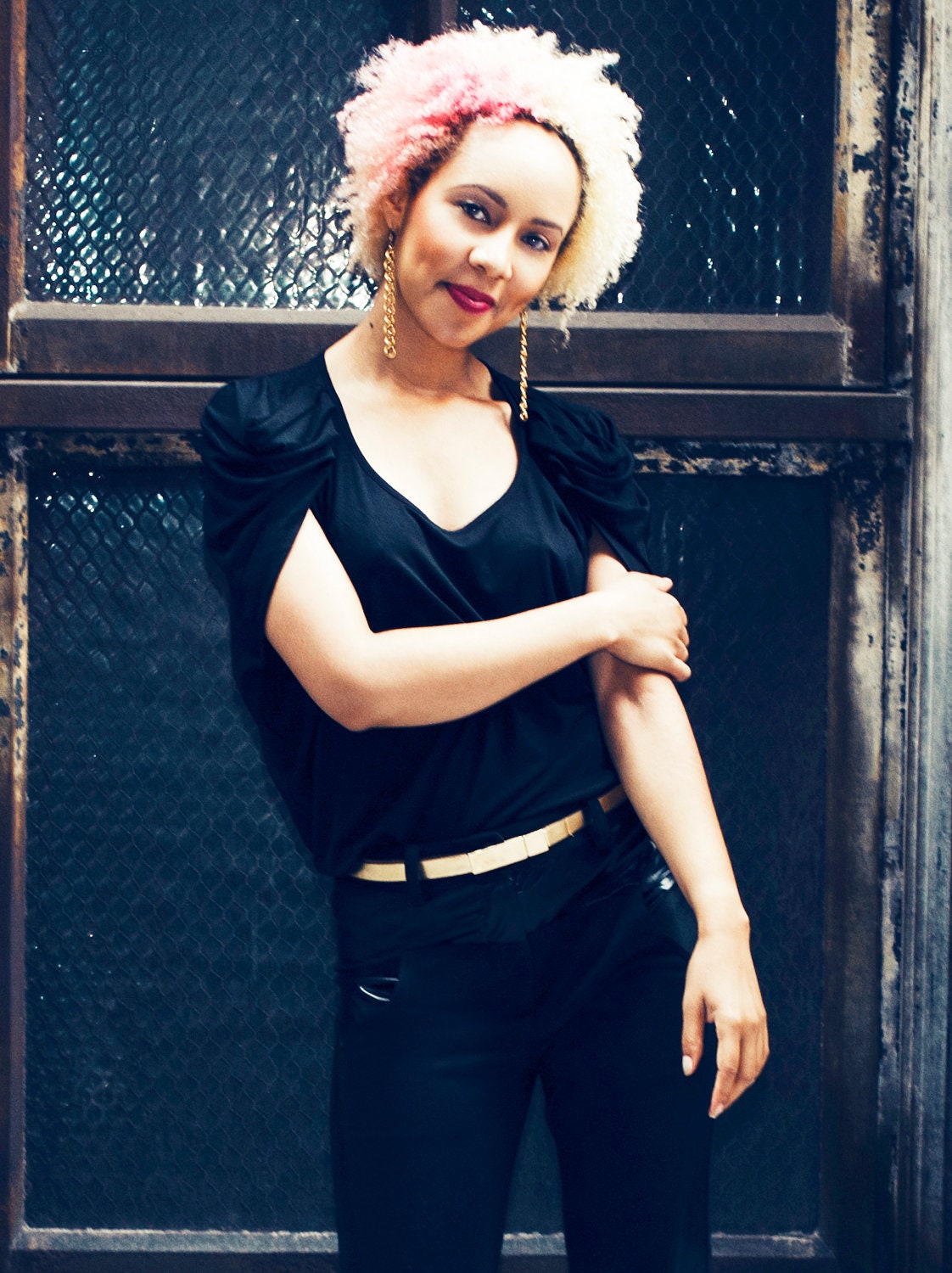 Tuck Pleat Shoulder Wing top Size XS - S - M - L Black, Vanilla Jersey or Black/vanilla stripe sweater - Womens blouse
