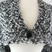 Black White Raglan Buttoned Hand Knit Wrap Arrowhead Lace Shawl Shrug