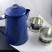 Blue Enamel Coffeepot with Cups - Reserved for Liz