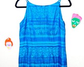Vintage 90s Blue Silky Mini Dress Size 12
