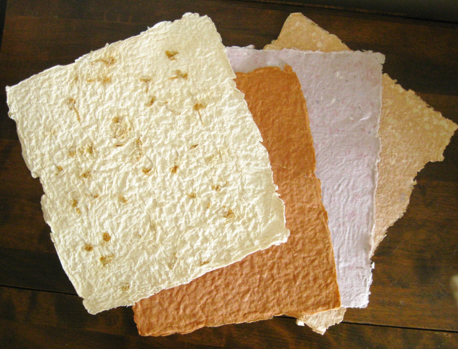 Beautiful Handmade Paper. Lot of 4 Pieces of Artist Made Paper. Art and Craft Supply. Destash. Papermaking