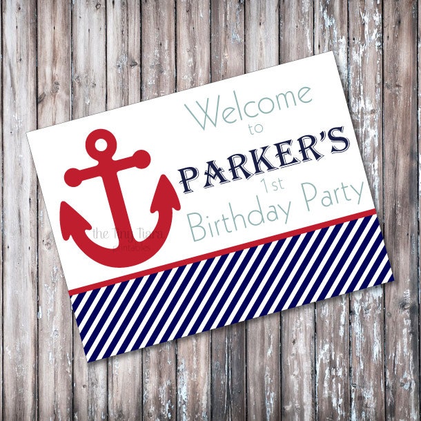 Anchors Away Printable Party Welcome Sign : Printable Party Designs by The Tiny Tiara Il_570xn
