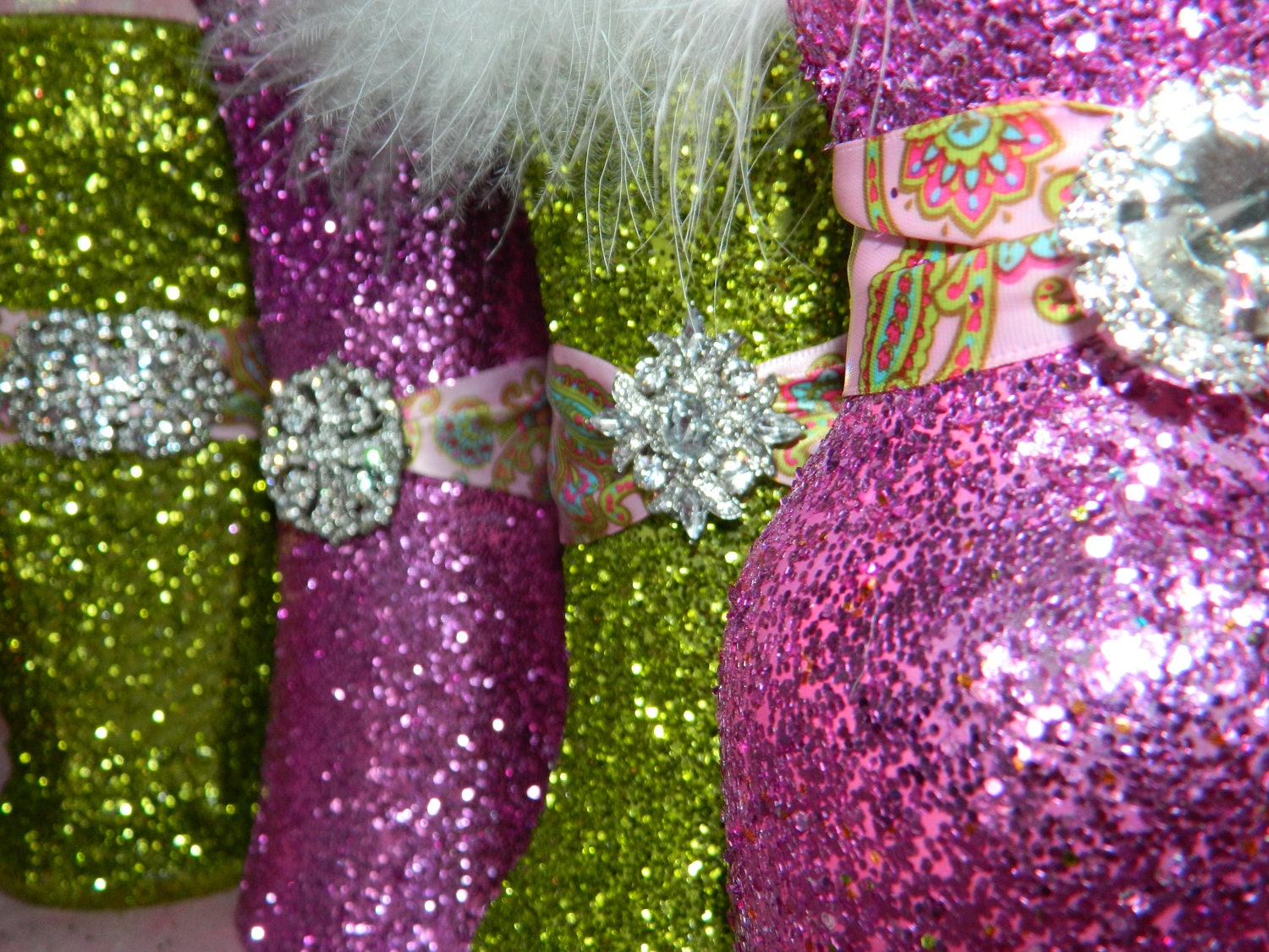 Fuschia Wedding Decorations, Wedding Centerpieces, Glitter, Green, Vases, Baby Shower Decorations, Princess Party, Hot Pink, Bridal Shower