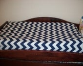 Navy Chevron Changing Pad Cover