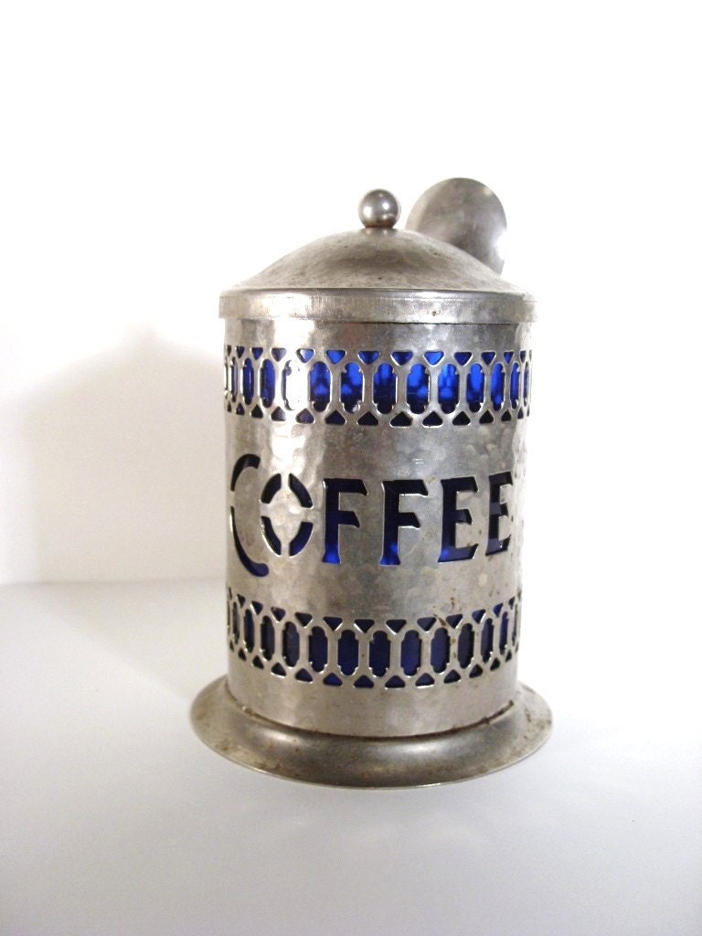 Vintage Coffee Jar Cobalt Container by SynestheticonVintage