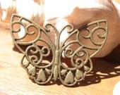 Butterfly Hollow spacer finding bronze brass for  leather cord and silk ribbons jewellery supplies