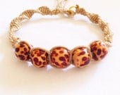 Handmade Leopard and Hemp Bracelet - Free Gift with Purchase
