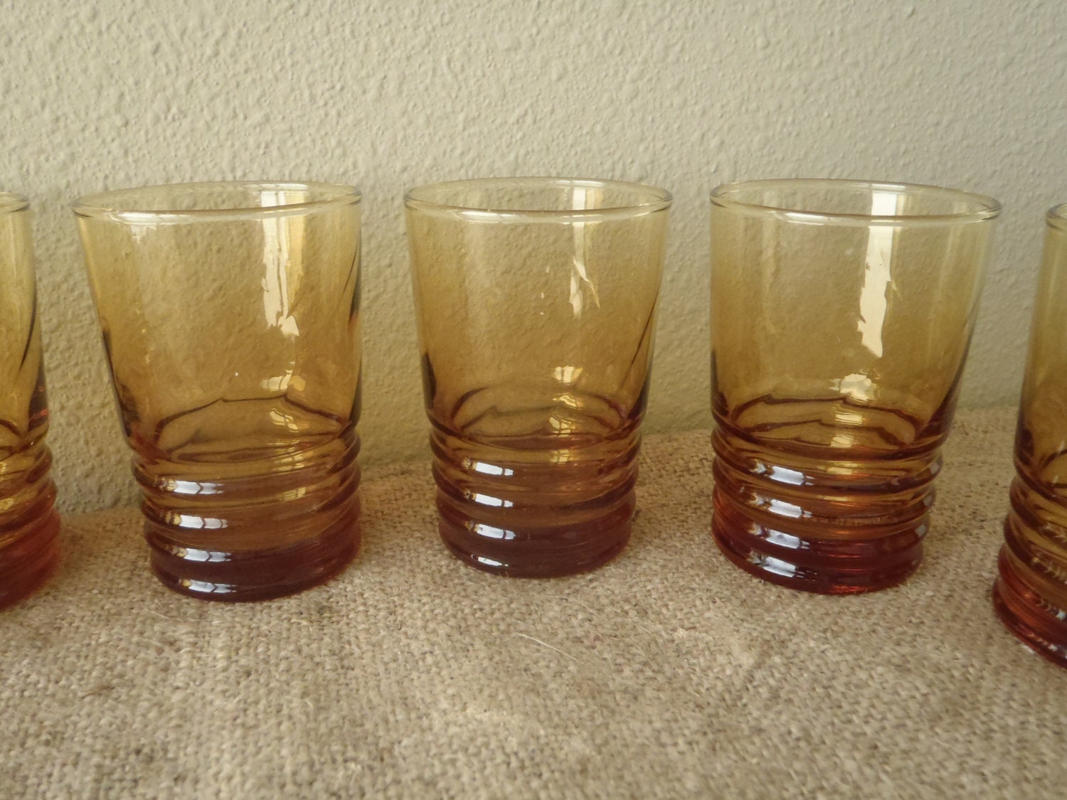 6 Juice Glasses by Libby Amber Gold/ Vintage Retro 70s glassware by Feisty Farmers Wife