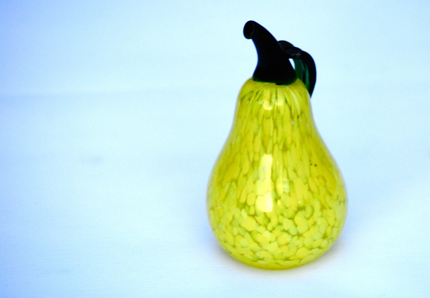 Murano Glass Paperweight Pear vintage Autumn Yellow glass Fruit