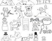 Nursery Rhymes Blackline Clipart Set