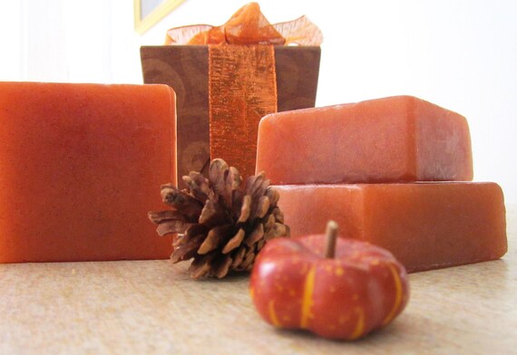 Warm Apple Cider with Pumpkin Seed Oil Soap Gift Set - Set of 3 - Fall Hostess Gift - Autumn Gift - Gift Wrapped - BOSSGirlsInc