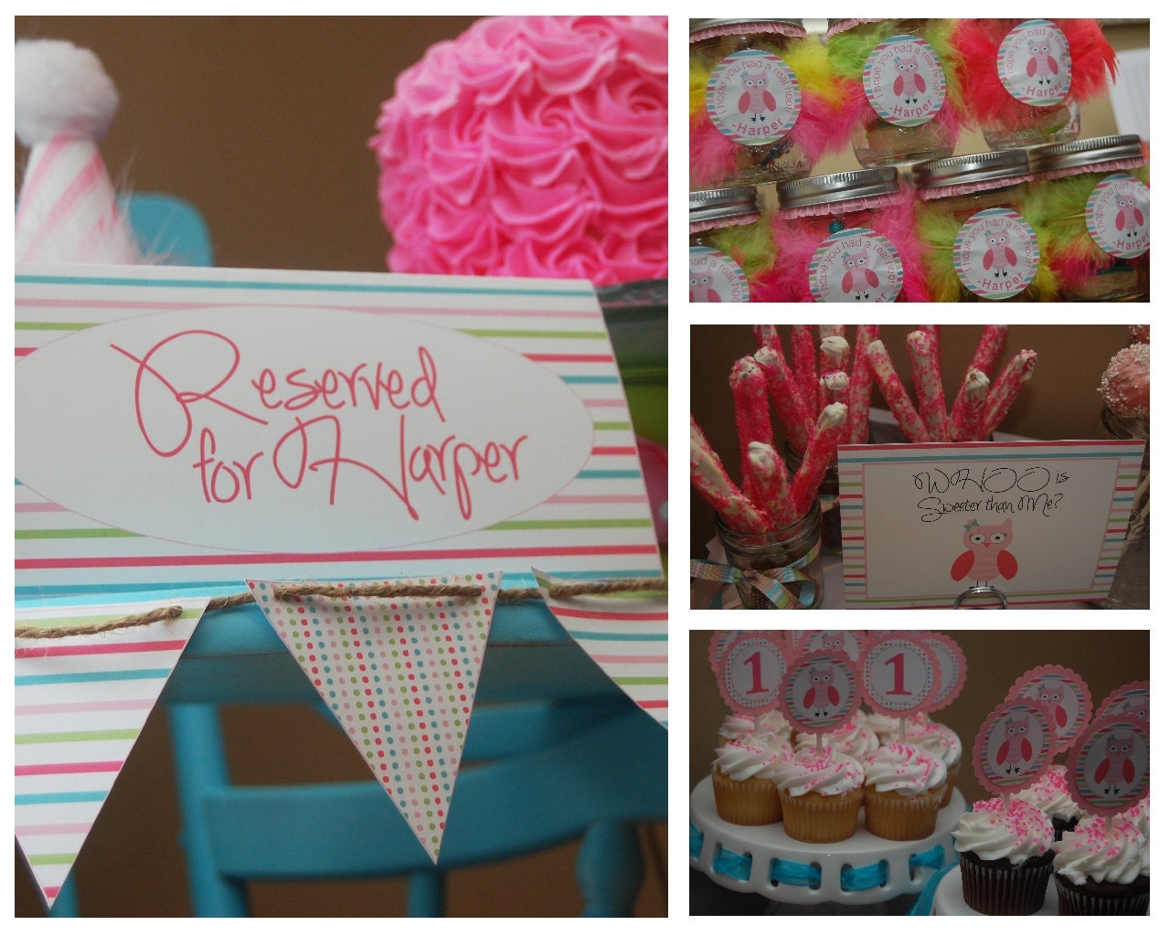 OWL Birthday Party Custom Printables with FREE coordinating Banner