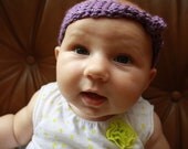 Hand Crocheted Knotted Baby Headband in Purple