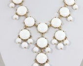 New White Bubble Bib Necklace,Small Bubble Necklace, Handmade Bubble Jewelry Bib Necklace Statement Necklace(SM0513-20MM Size)