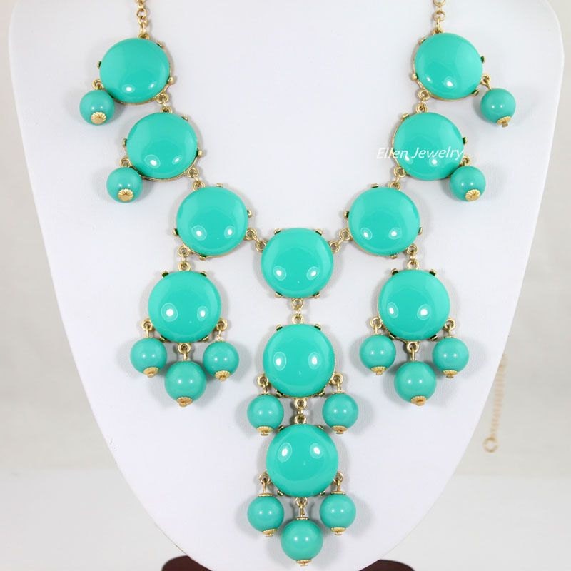 Bubble Necklace, Turquoise Color Necklace, Light Blue ,Statement Necklace(FN0654-Smooth)