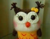 Yellow baby owl - crocheted amigurumi toy