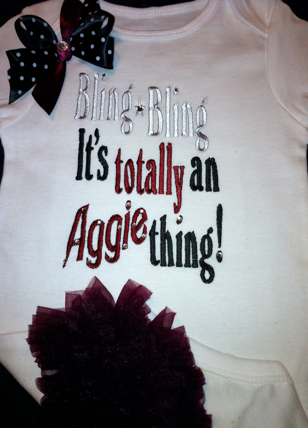 Bling Bling Its Totally an Aggie Thing - Ruffle Butt Onesie