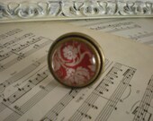 Decorative/Red Knob/Damask Knob/ Drawer Knob/Shabby Chic/Cottage/Pull Knob / Dresser Knobs / Metal Knobs / Drawer Pulls/ Antique Knobs