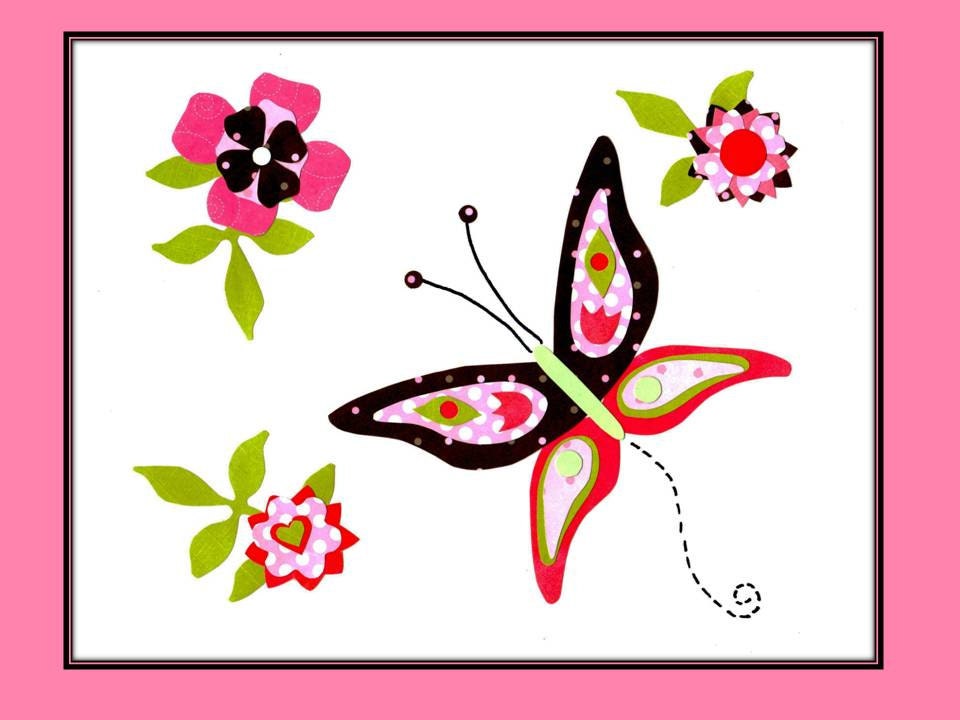 Butterfly Nursery Decor, Butterfly Kids Art Print, Childs Butterfly & Flowers Wall Art,  8 x 10 collage print Pink, Brown, Magenta, Green