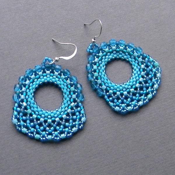 Turquoise and Blue Seed Bead Earrings