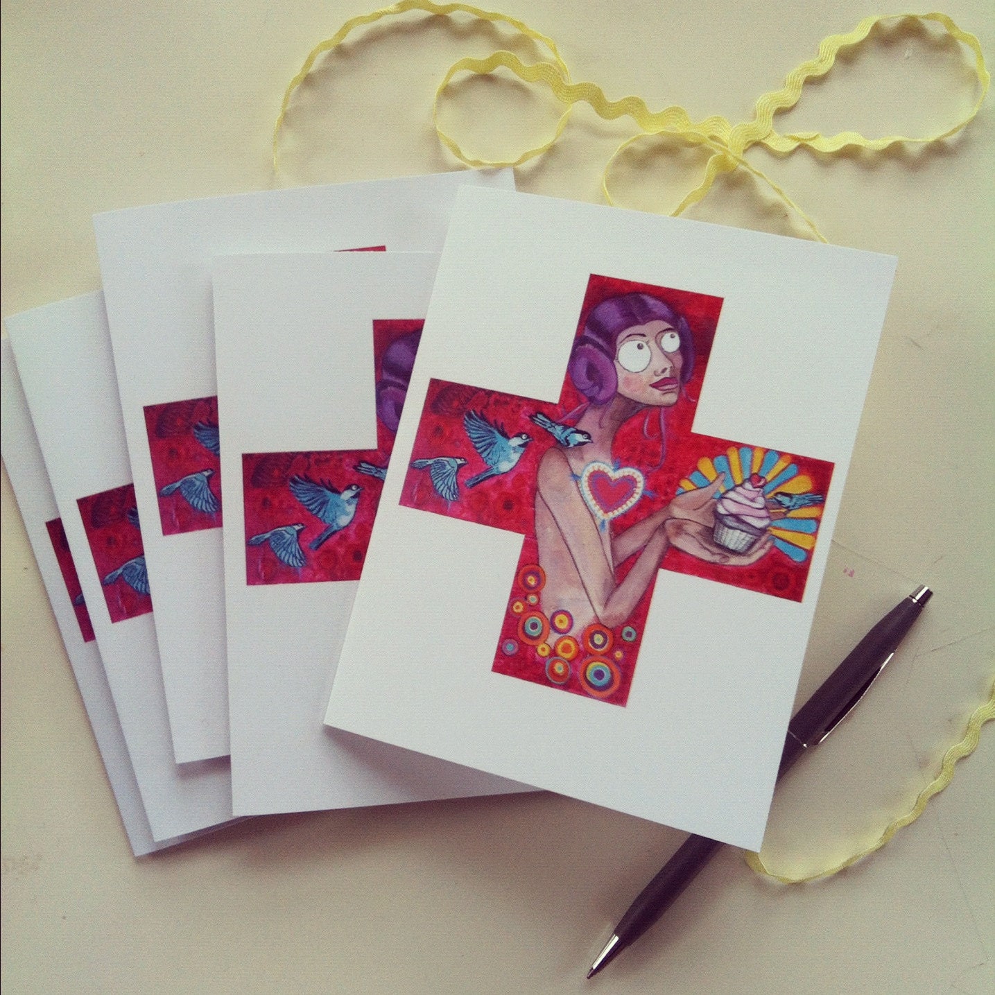 Frances & The Divine Cupcake- blank note cards set of 4