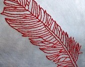 Feather aluminum and wood embroidery