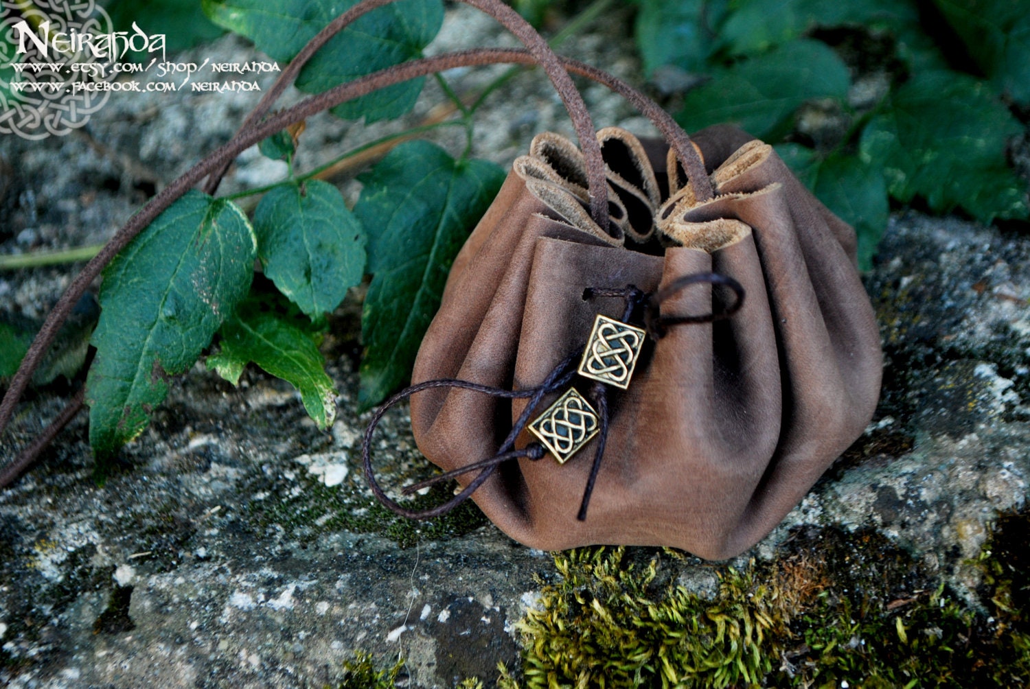 Small leather pouch pendant