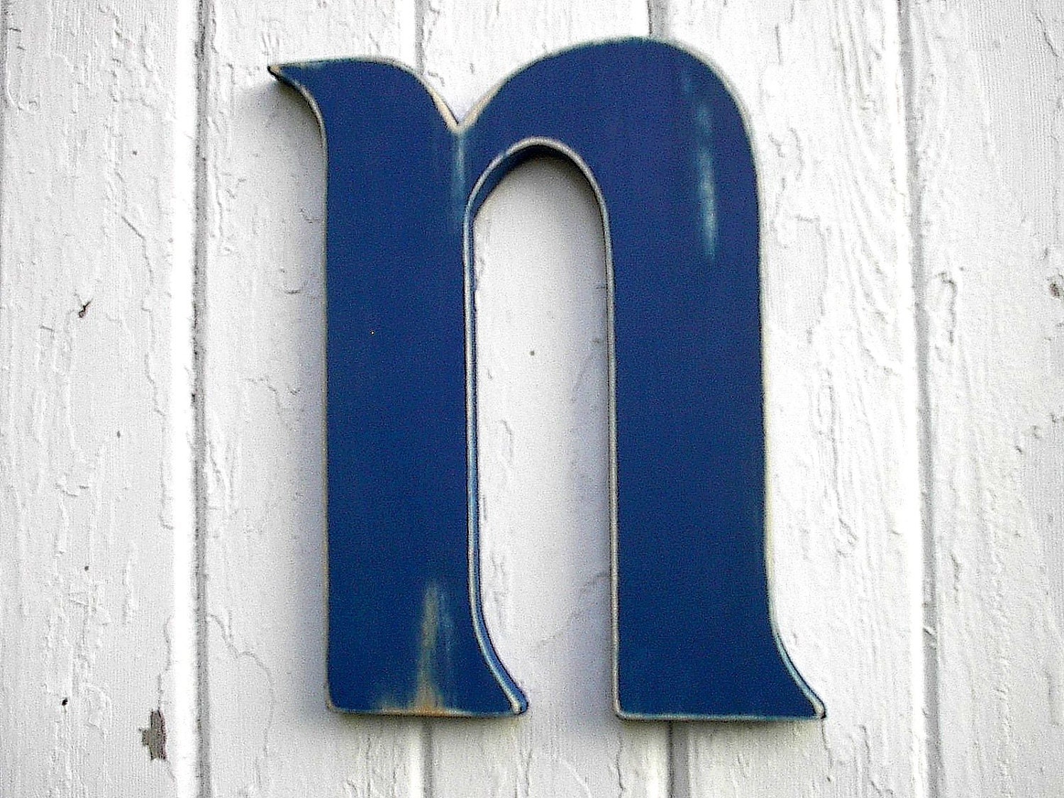 Wooden Letter N Shabby Chic Nursery Kids Initial Navy Blue Alphabet Wall Hanging Art Letter Sign