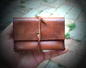 Small Leather Credit Card/  business card wallet. ..Minimal wallet.  Hand cut, hand stained and hand stitched in my shop.