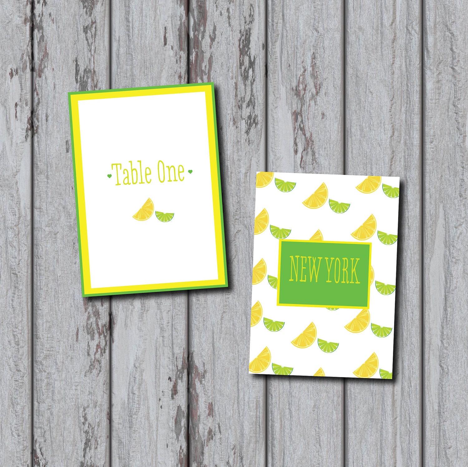 Fun, 1950s retro inspired, Lemon and Lime, DIY Printable Wedding Table Number/Name Il_570xn