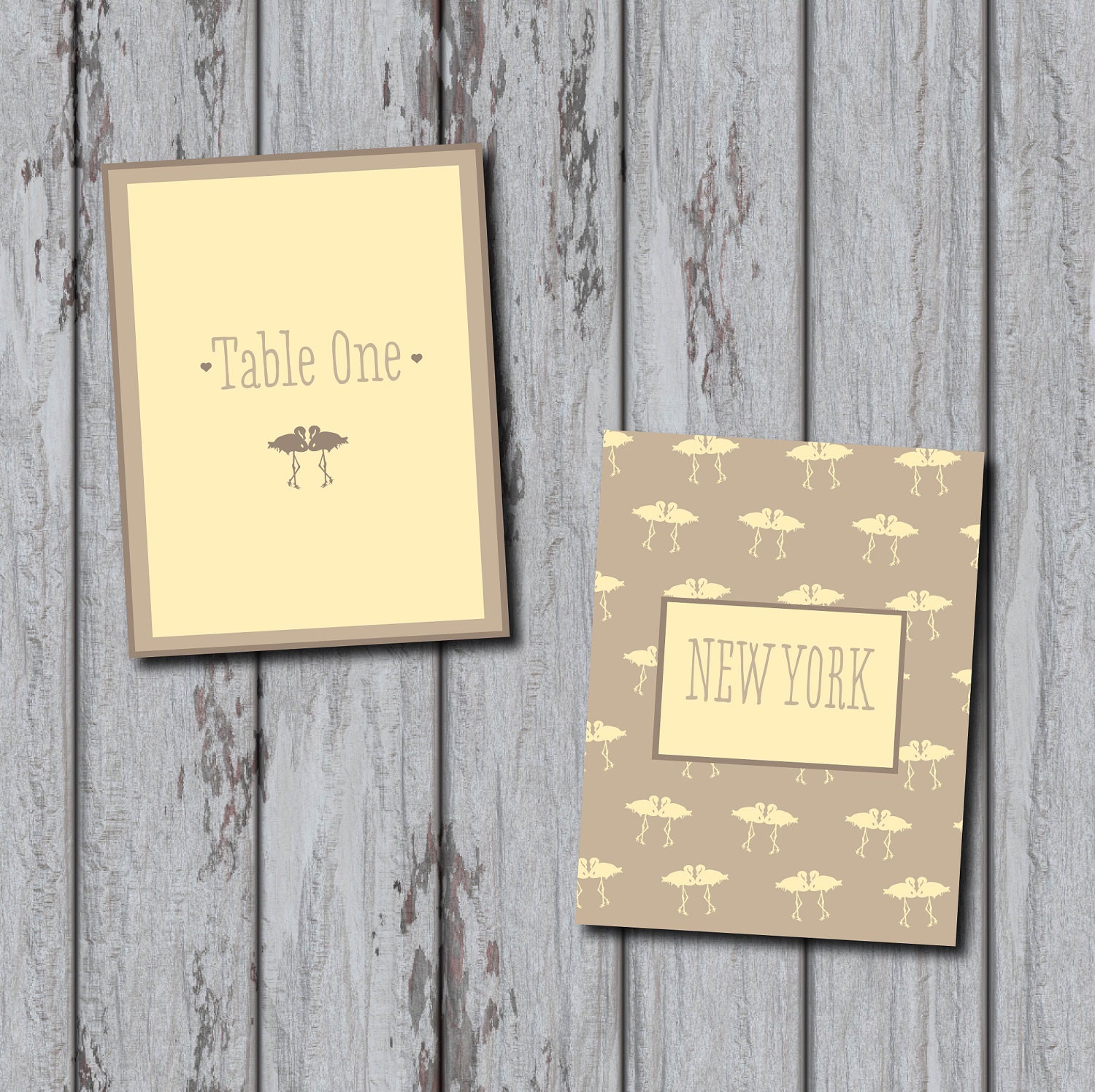 Fun, 1950s retro inspired, Flamingo, DIY Printable Wedding Table Number/Name Il_570xn