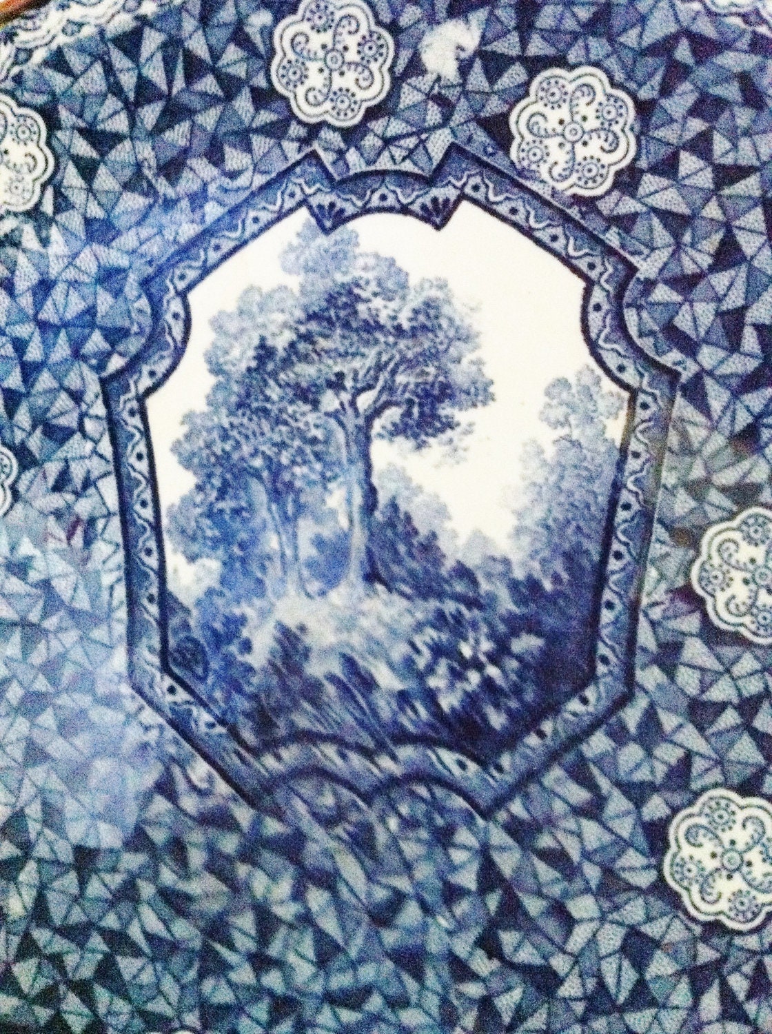 Vintage Flow Blue Plate ironstone wall hanging decor