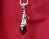 Medieval Cross - Vial of Blood Pendant - Silver Memento Mori Vampire Necklace -  by Amanda Olivo