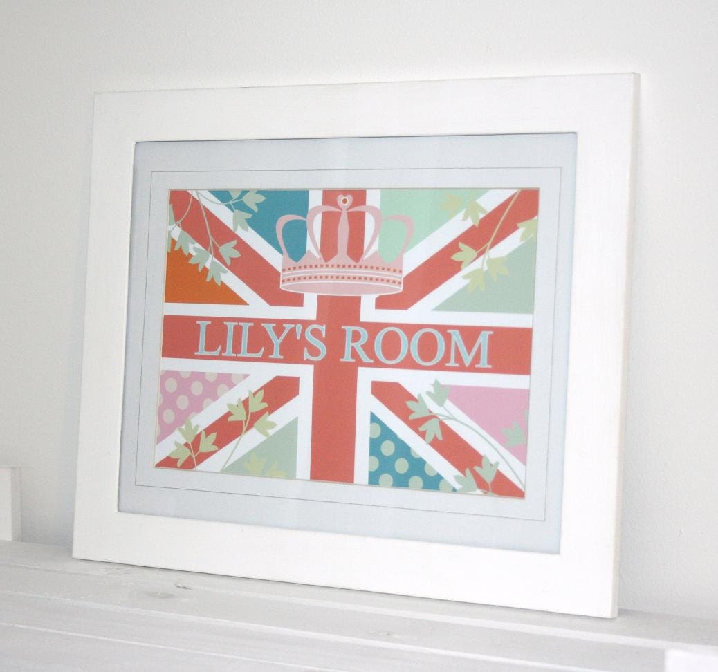 Girl's Personalised A4 Union Jack Print - Your Room/Palace