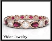 Ruby Wedding Band,Rose Gold Wedding Band,Gold Wedding Band,Eternity Wedding Band,Engagement,Ring,Unique Wedding Band,Sapphire wedding band