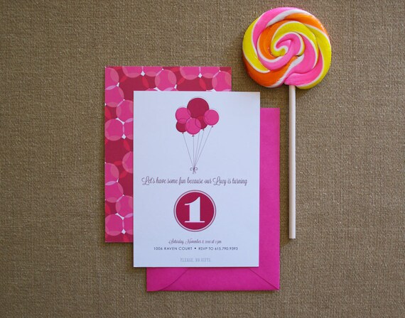 Birthday Invitation, Girl, Pink, Red, Hot Pink Il_570xn