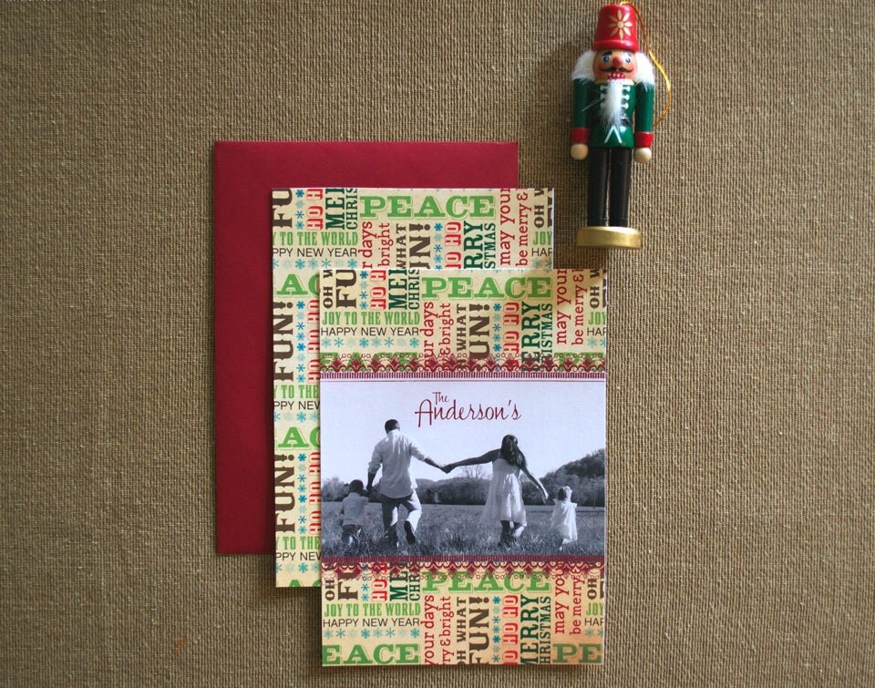 Hatch Style Photo Christmas Card, Holiday Card, Il_570xn