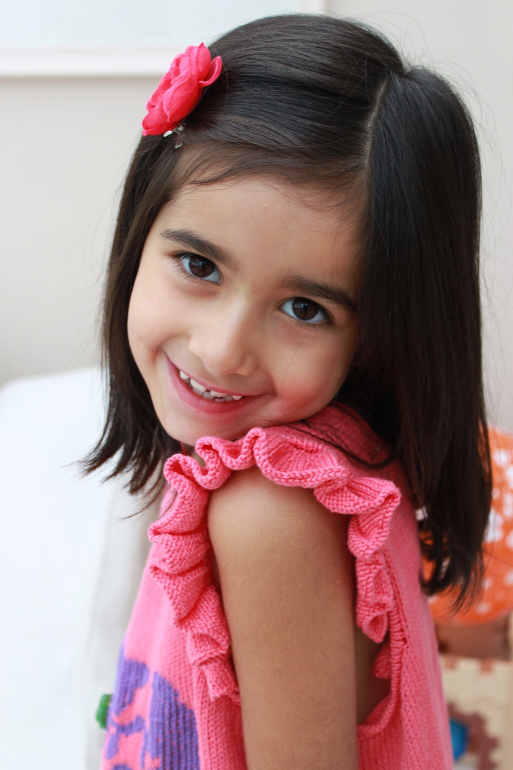 Beautiful Cotton Summer Dress in Coral with Bird Silhouette to fit Age 8-10